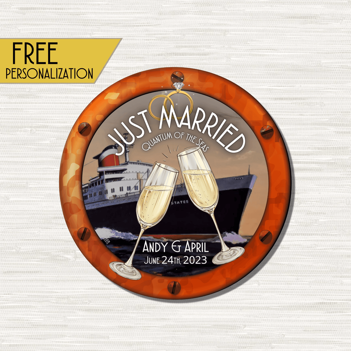 Just Married - Personalized Cruise Door Magnet