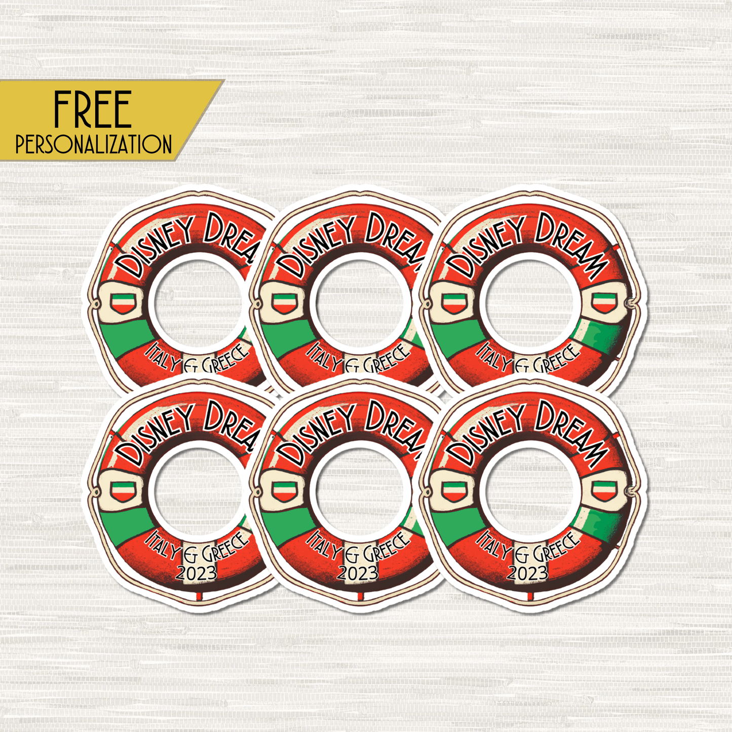 Mini-Magnets: Life Ring - Personalized Cruise Door Magnet